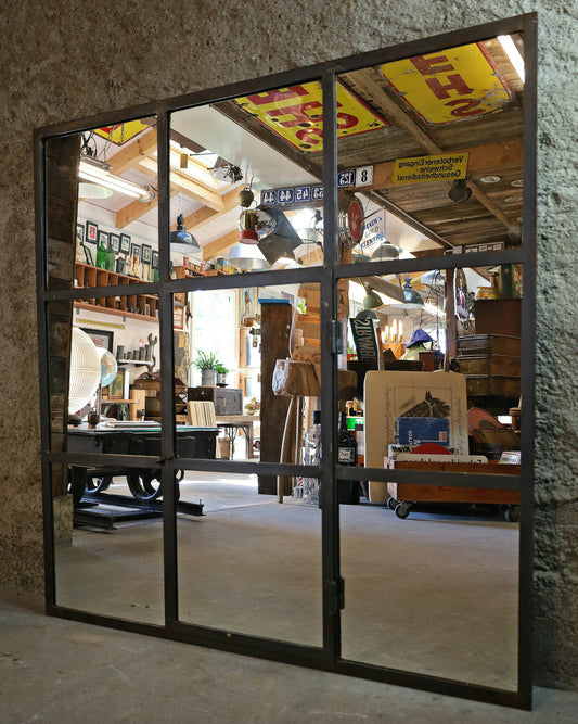 Fabrikfenster, Eisenfenster, Spiegel 121x121 cm