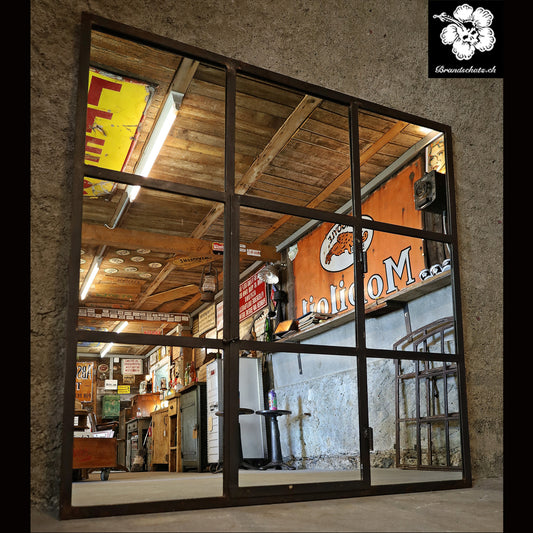 Fabrikfenster, Eisenfenster, Spiegel 121x121 cm