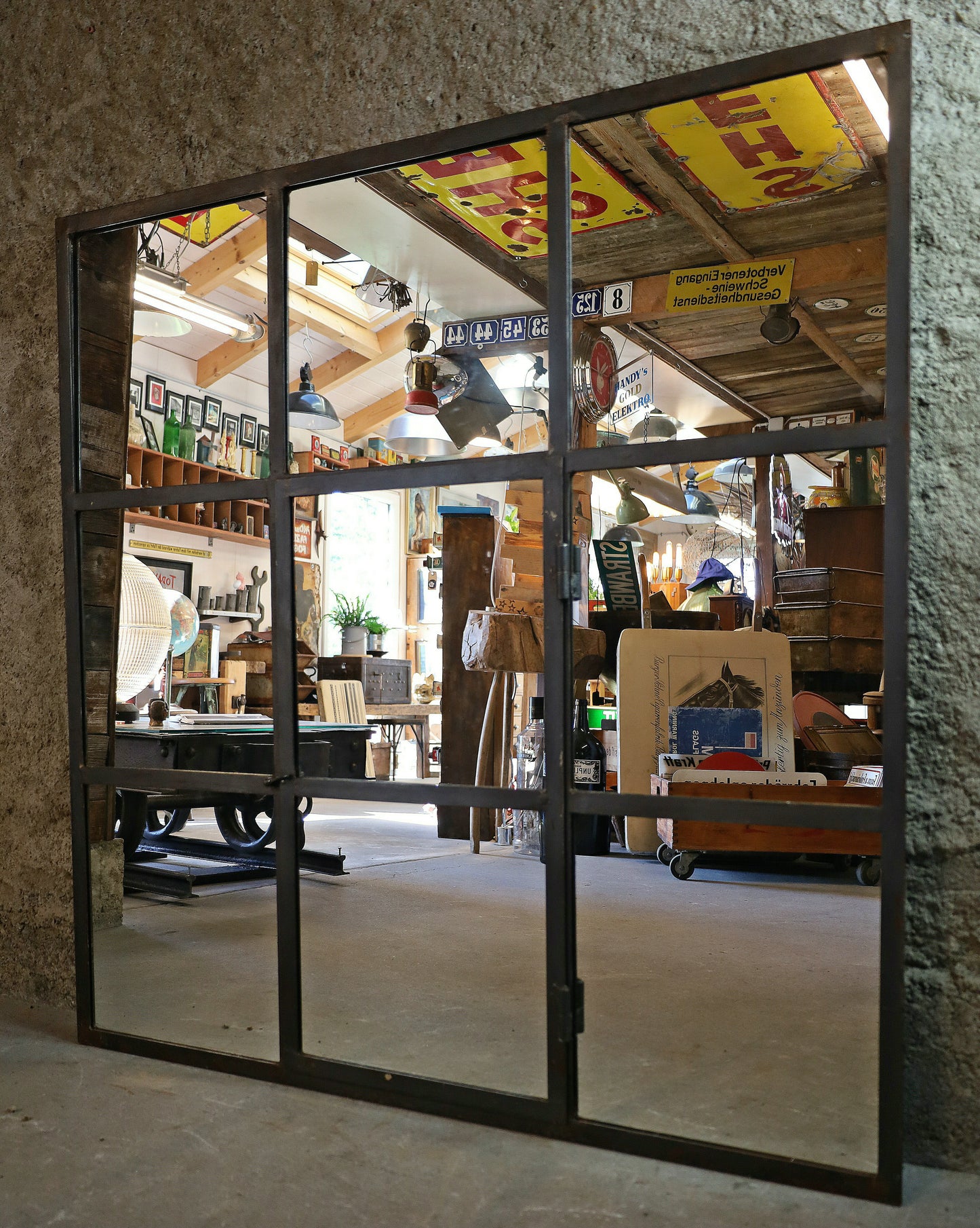 Fabrikfenster, Eisenfenster, Spiegel 121x121 cm