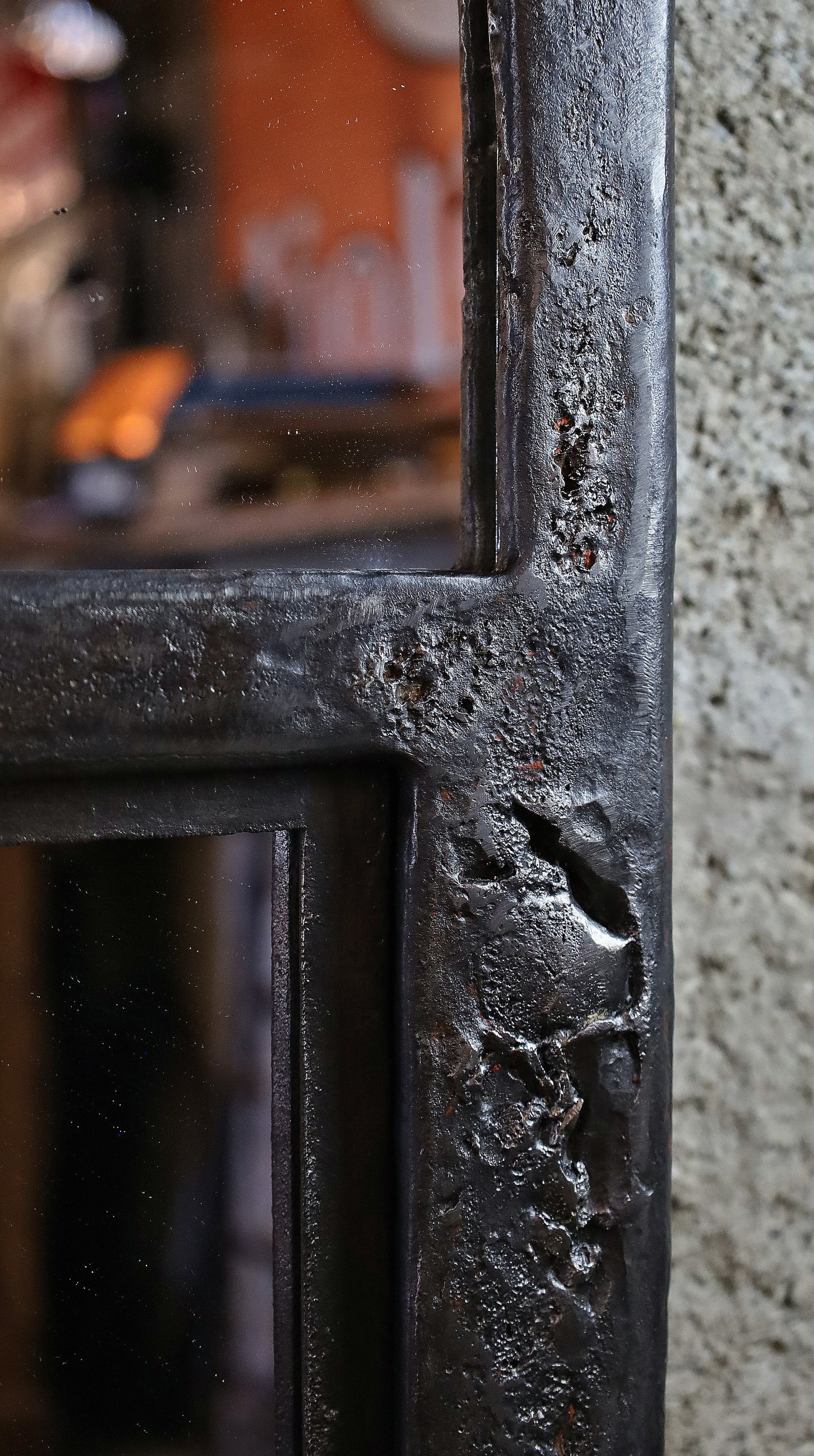 XL Gusseisenfenster, Segmentbogenfenster verspiegelt 184x94 cm (blank)