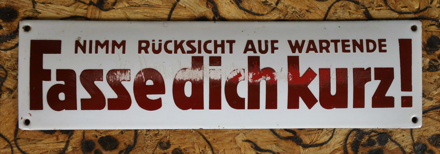 Emailschild "Nimm Rücksicht auf Wartende / Fass dich kurz"