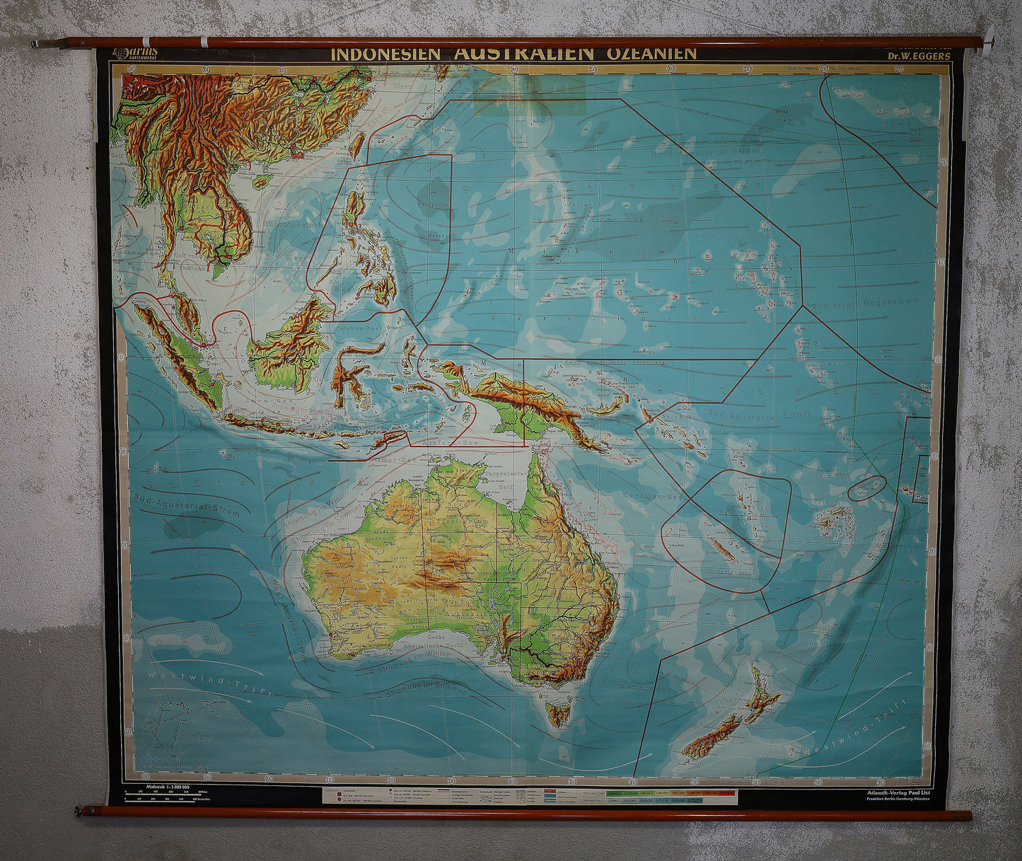 Schulwandkarte Australien, Ozeanien, Indonesien