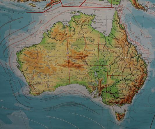 Schulwandkarte Australien, Ozeanien, Indonesien