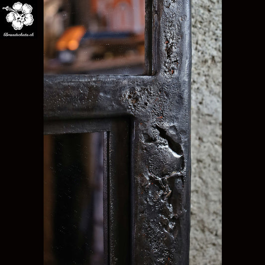 XL Gusseisenfenster, Segmentbogenfenster verspiegelt 184x94 cm (blank)