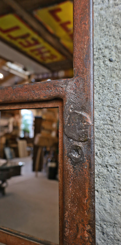 XL Gusseisenfenster, Segmentbogenfenster verspiegelt 184x94 cm