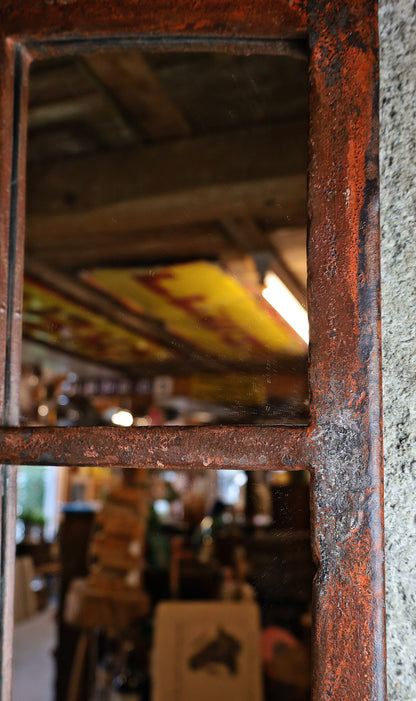 XL Gusseisenfenster, Segmentbogenfenster verspiegelt 184x94 cm