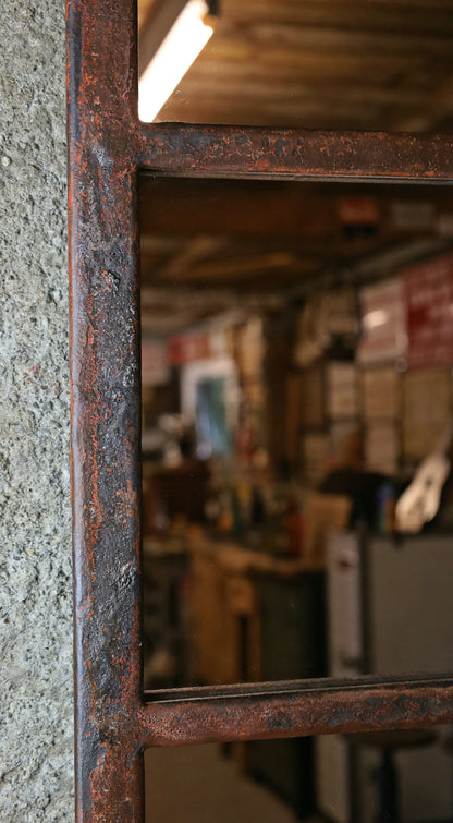 XL Gusseisenfenster, Segmentbogenfenster verspiegelt 184x94 cm