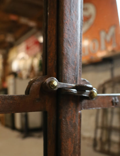 XL Gusseisenfenster, Segmentbogenfenster verspiegelt 184x94 cm